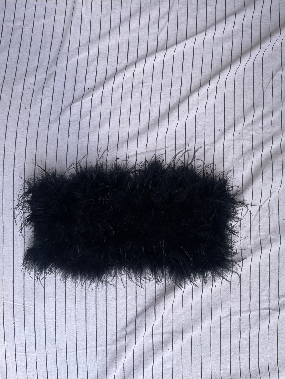 12th Tribe Black Faux Fur Tube Top